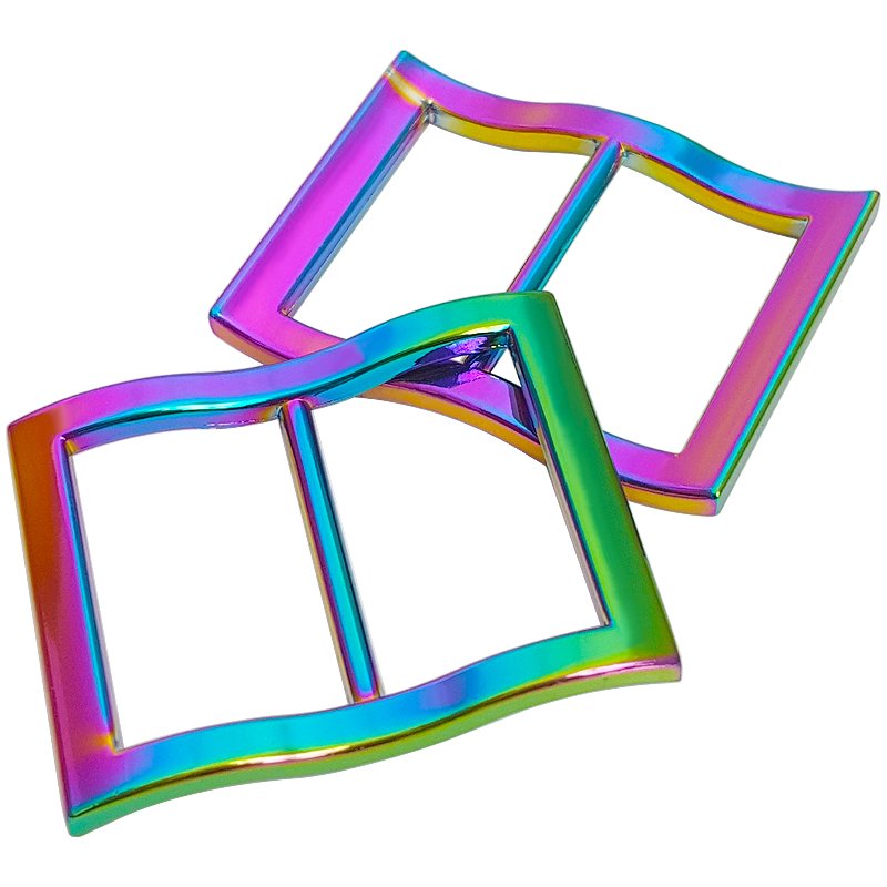Custom rainbow metal strap square buckle metal ring handbag adjust metal buckle clothing belt buckle