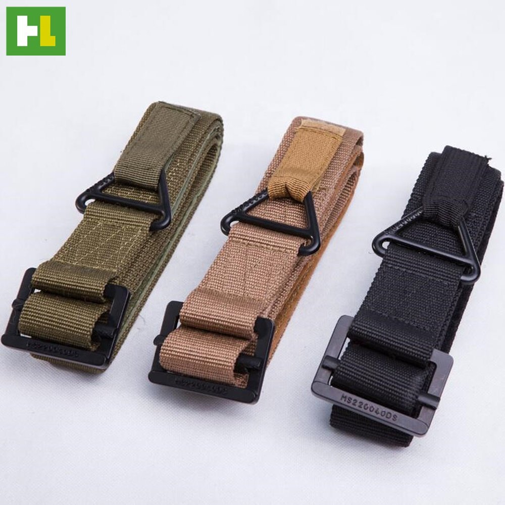 Hot Selling Durable Outdoor Woven Braided Nylon Black Brown Fabric Belt With Plastic Buckle