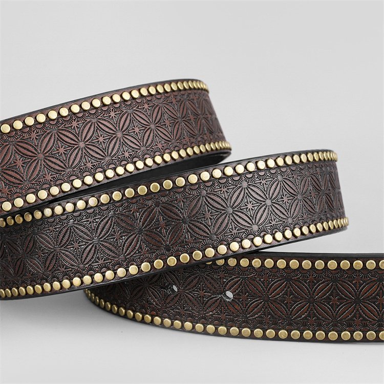 Personalize Custom PU leather belt 40mm wide Retro Western Buckle men Leather belts with bull