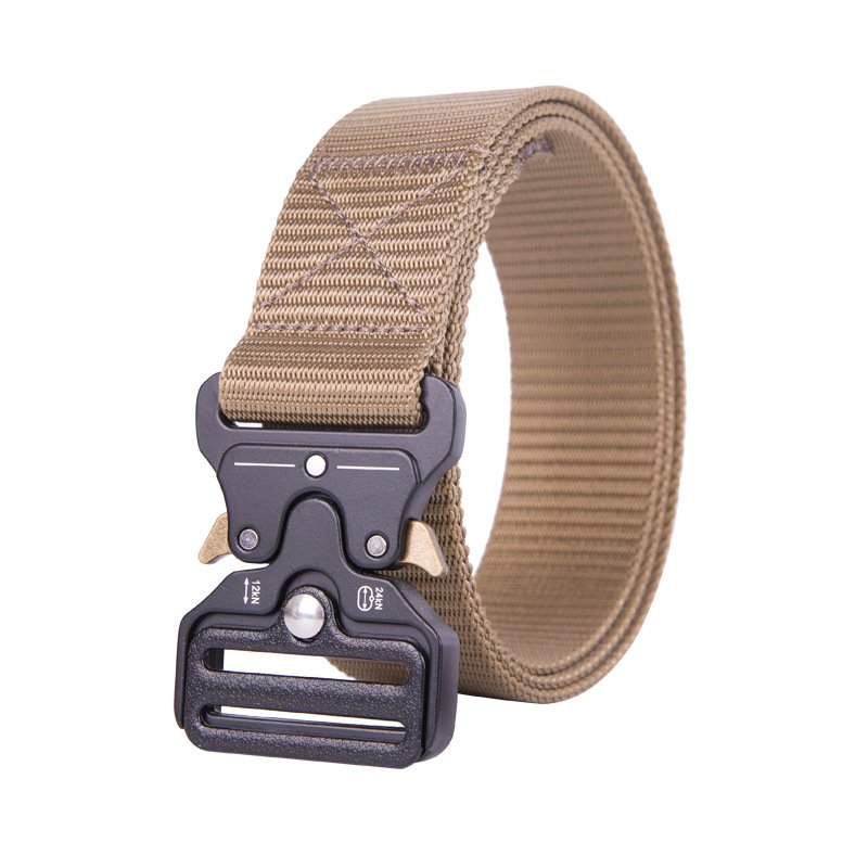 Men's Nylon Fabric Belt Adjustable Fans Outdoor Tactical Belt Combat Metal Alloy Buckle Hunting Hiking Waist Sport Belt