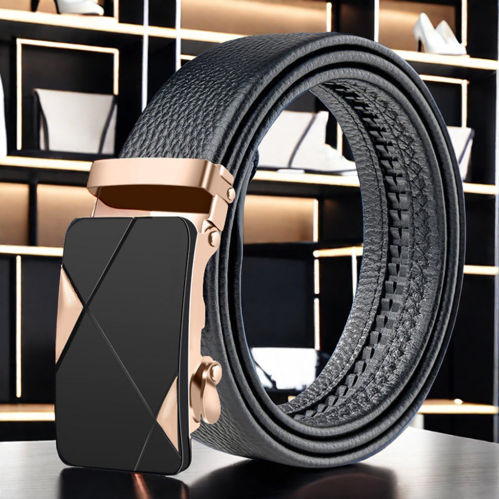 Men's crocodile pattern edging belt automatic buckle casual Youth Business super fiber PU belt
