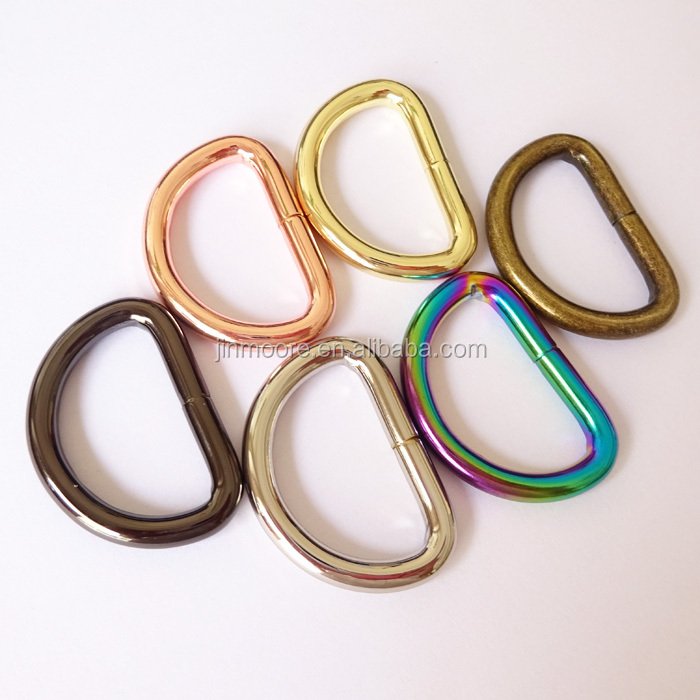 6 Finishes Colored Metal D-Rings D Ring Loop Buckle For Bag Backpack