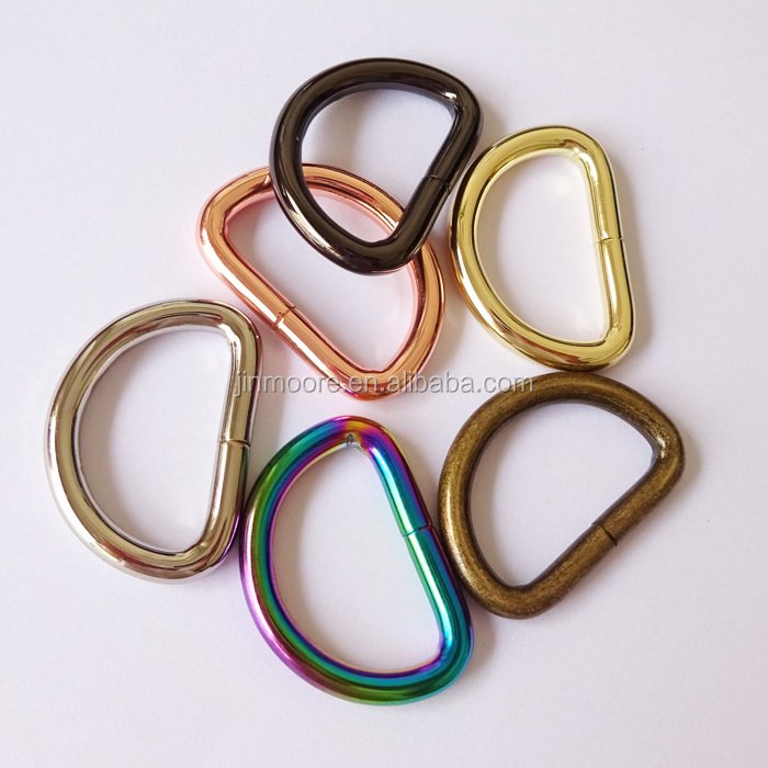6 Finishes Colored Metal D-Rings D Ring Loop Buckle For Bag Backpack