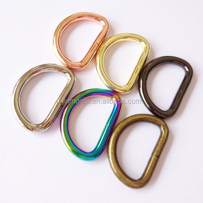 6 Finishes Colored Metal D-Rings D Ring Loop Buckle For Bag Backpack