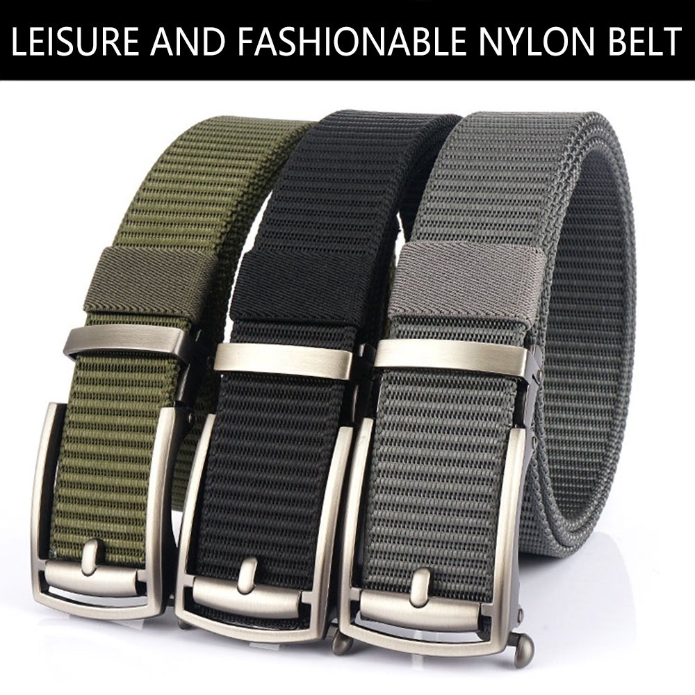 Wholesale New Tactical Men's Nylon Fabric Belt Metal Automatic Click Buckle Tactical Belt Hunting Hiking Sports Nylon Belt