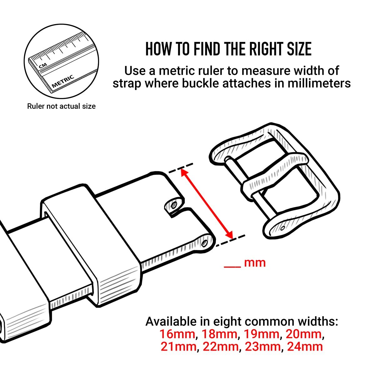 20mm 22mm 24mm Watch Strap Leather Gold Buckle Bronze Watch Buckle