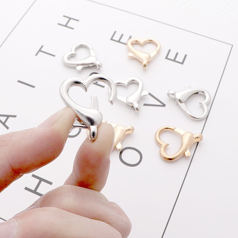 diy accessories Love Lobster buckle Metal keychain Heart box buckle Heart alloy handwork material