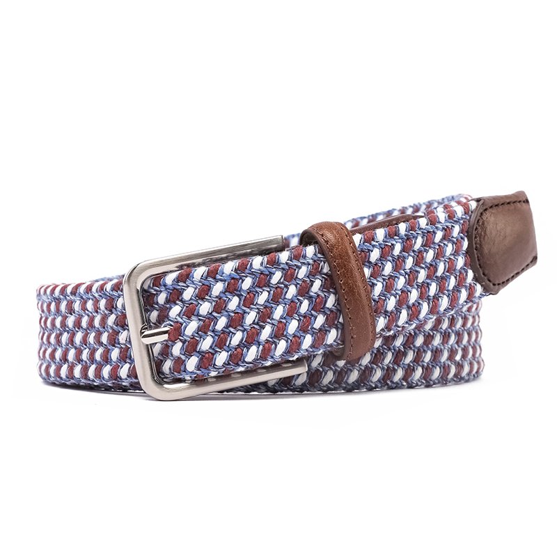 superior quality fabric woven with stretched leather belt mens belt silver buckle men custom belt buckles leather