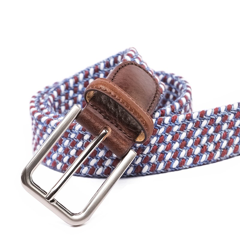 superior quality fabric woven with stretched leather belt mens belt silver buckle men custom belt buckles leather