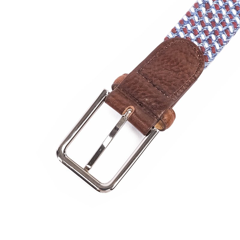 superior quality fabric woven with stretched leather belt mens belt silver buckle men custom belt buckles leather