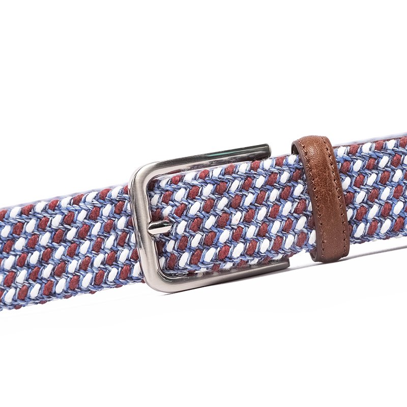 superior quality fabric woven with stretched leather belt mens belt silver buckle men custom belt buckles leather