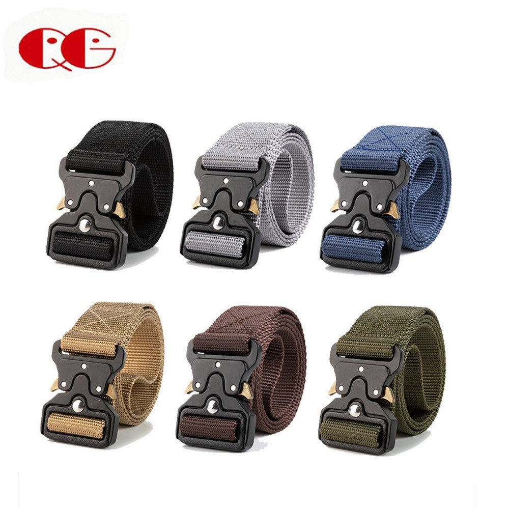 Nylon Hiking Rigger Web Work Belt with Heavy Duty Tactical Belt Buckle Security Rescue Belt with Metal Buckle