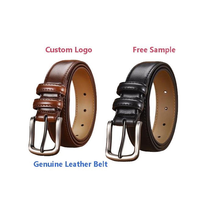 High Quality Men's Business Genuine Leather Belt Custom Logo Metal Pin Buckle Belt For Daily Men And Women Suit Jeans Dress