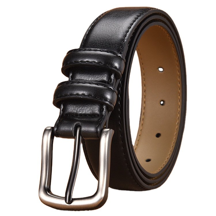 High Quality Men's Business Genuine Leather Belt Custom Logo Metal Pin Buckle Belt For Daily Men And Women Suit Jeans Dress