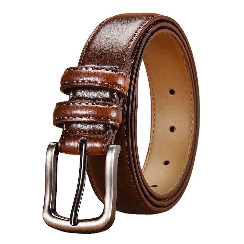 High Quality Men's Business Genuine Leather Belt Custom Logo Metal Pin Buckle Belt For Daily Men And Women Suit Jeans Dress