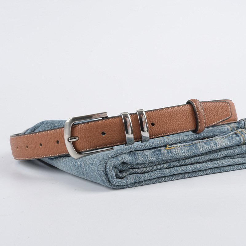 Top High Luxury Pure Cowhide Belt Retro Silver Buckle Genuine Leather Colorful Belt Female Waist Belts Decoration Jeans
