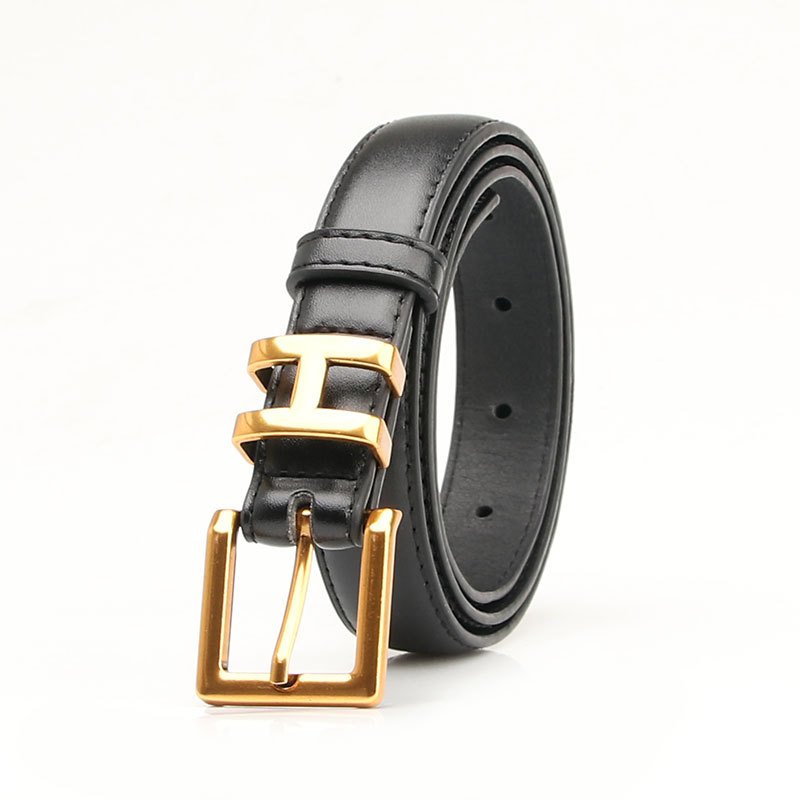 New Vintage Alloy Letter Buckle Belt Women's Ins-style Fashion Versatile Jeans Simple Versatile Belts