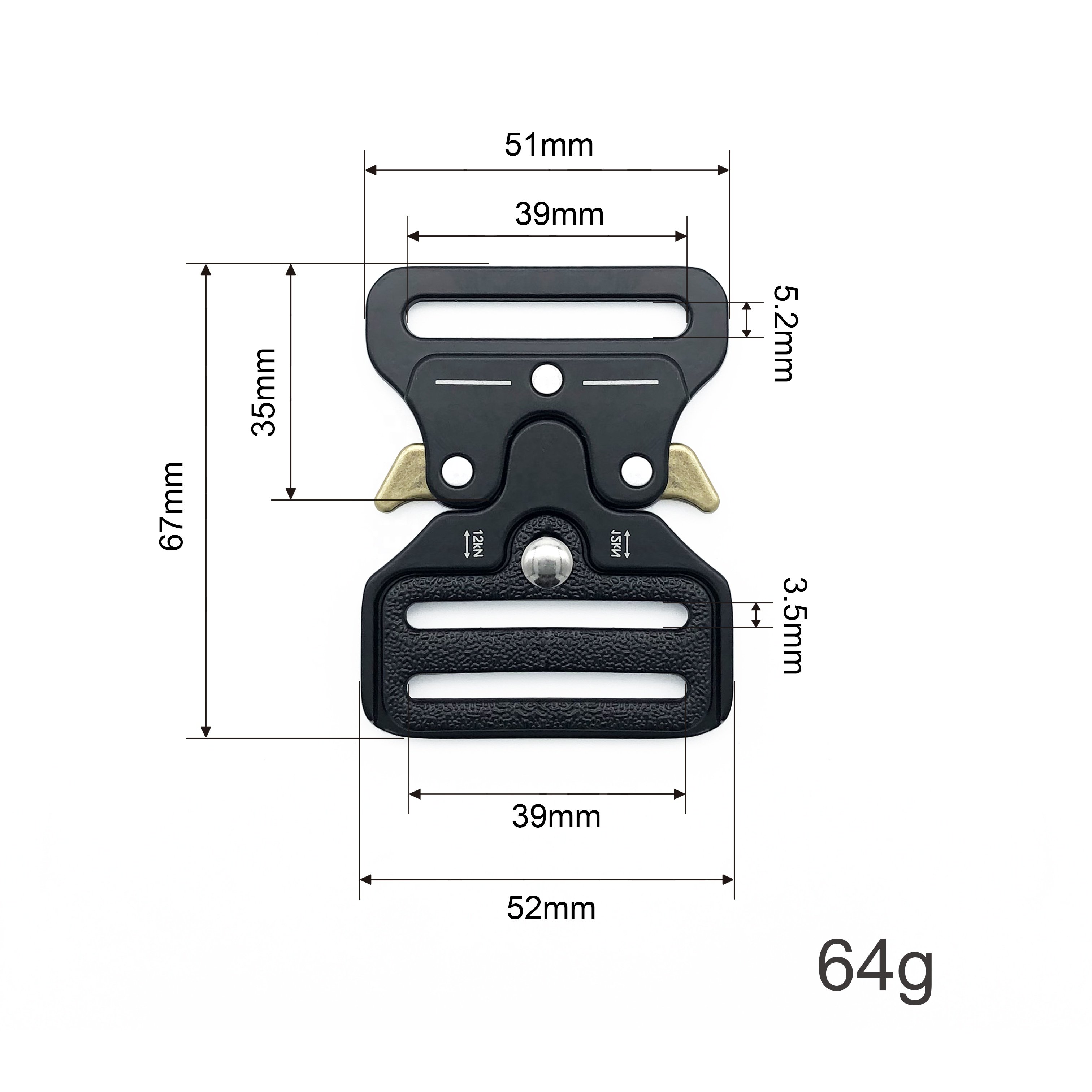 Factory Wholesale Belt Buckle Zinc Alloy Buckle Metal Side Release Buckle 40mm