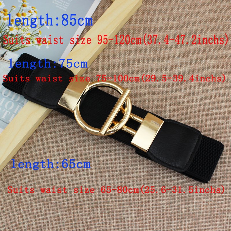 Plus size Big Woman Waistband Dress Decorate Simple Sleeve Elastic Girdle Gold Buckle Wide Body Waist Belts