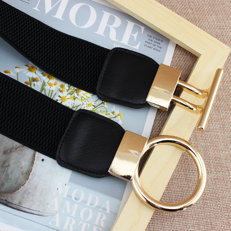Plus size Big Woman Waistband Dress Decorate Simple Sleeve Elastic Girdle Gold Buckle Wide Body Waist Belts