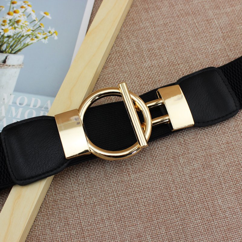 Plus size Big Woman Waistband Dress Decorate Simple Sleeve Elastic Girdle Gold Buckle Wide Body Waist Belts