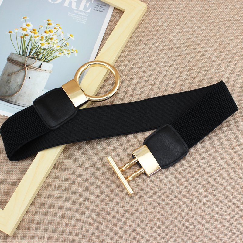 Plus size Big Woman Waistband Dress Decorate Simple Sleeve Elastic Girdle Gold Buckle Wide Body Waist Belts