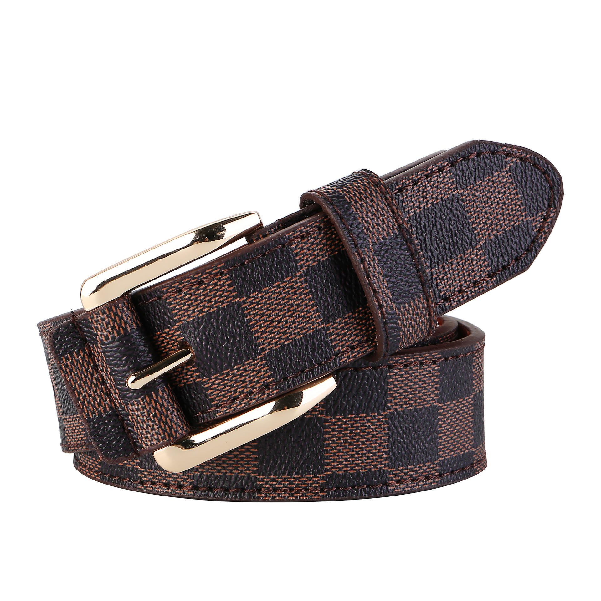 2023 New Vintage Fashion Plaid Buckle Belt Mens Belts Genuine Leather Luxury