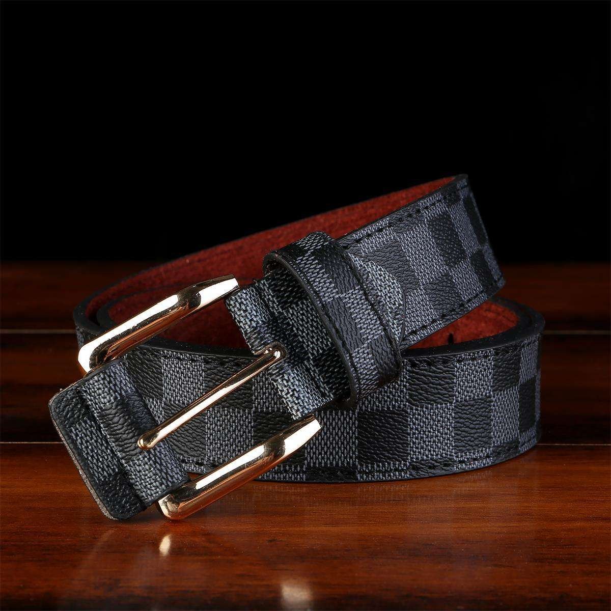 2023 New Vintage Fashion Plaid Buckle Belt Mens Belts Genuine Leather Luxury