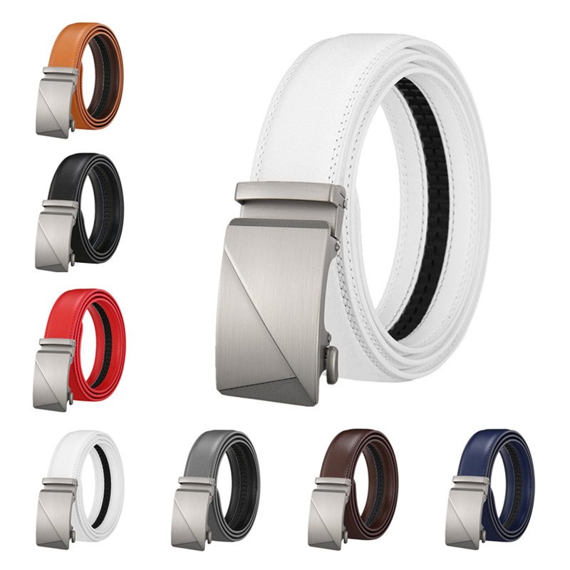 LQbelt fashion men's automatic buckle leather belts for men business wholesale ratchet belt factory custom logo