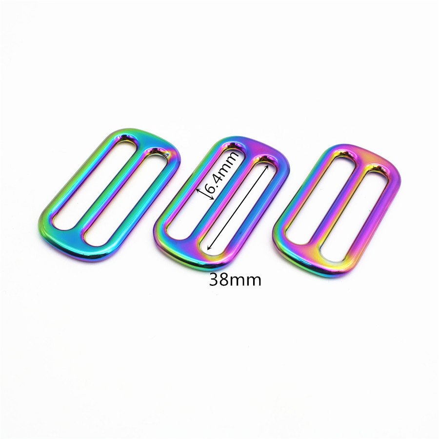 Wholesale 38MM Metal Buckle Zinc Alloy Rainbow Color Adjustable Slider Tri glide Buckle For Bag/ Handbag Craft
