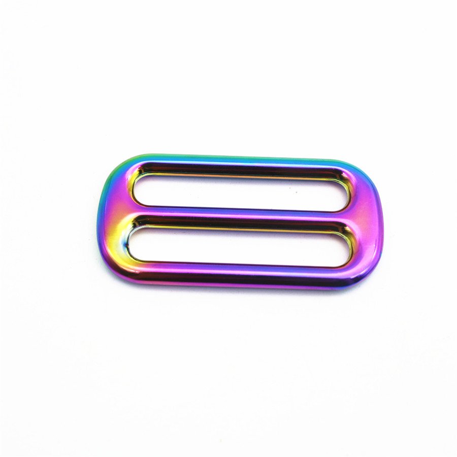 Wholesale 38MM Metal Buckle Zinc Alloy Rainbow Color Adjustable Slider Tri glide Buckle For Bag/ Handbag Craft