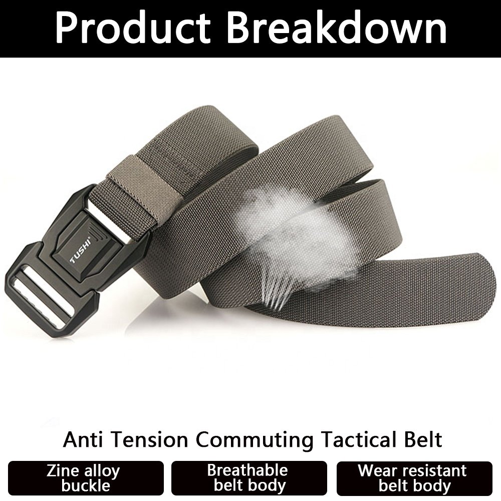 TUSHI Customized polyester fiber elastic belt with tactical Quick release of metal automatic buckle pants strap wholesale