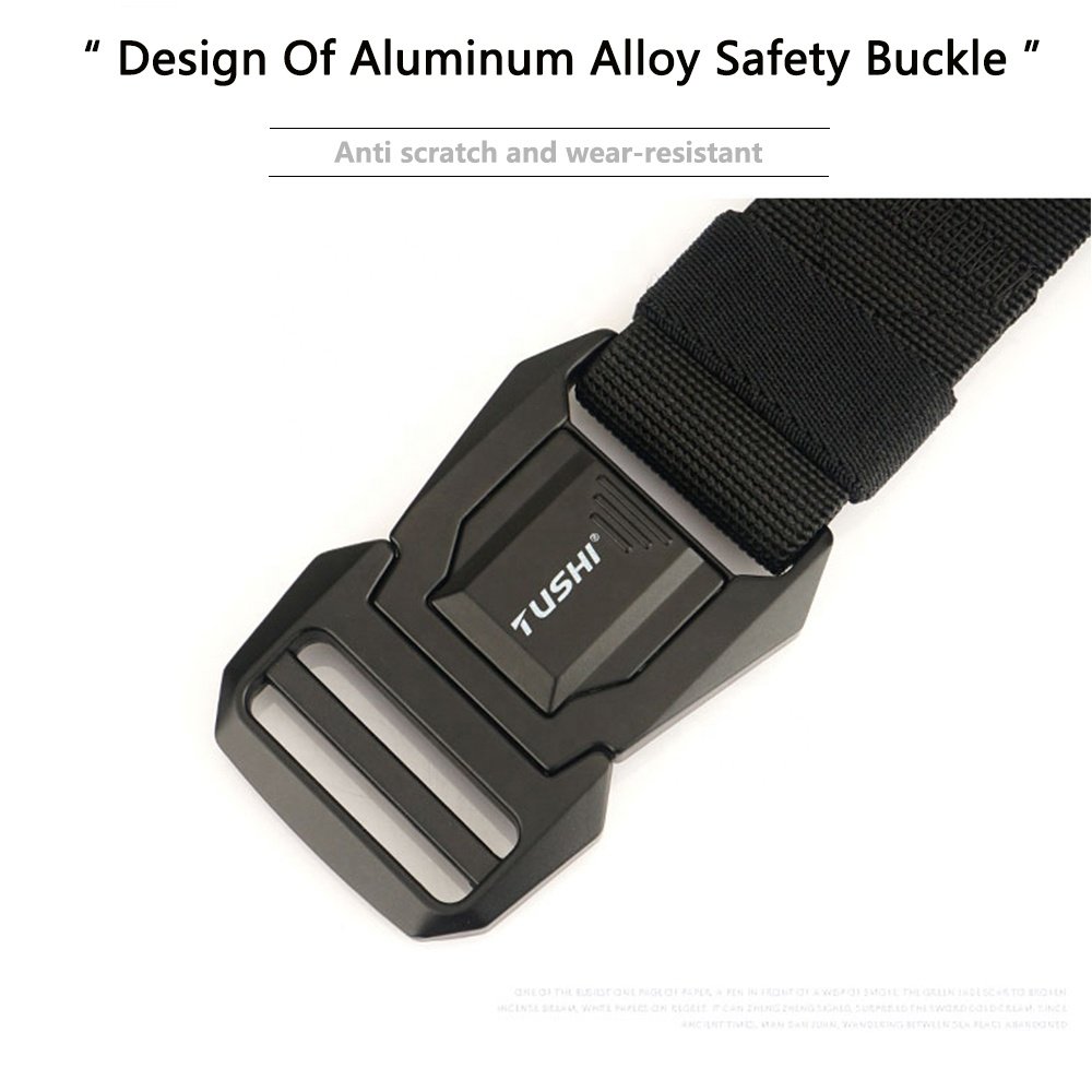 TUSHI Customized polyester fiber elastic belt with tactical Quick release of metal automatic buckle pants strap wholesale