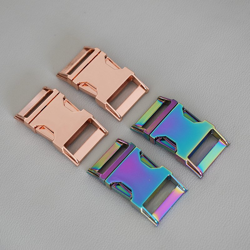 Rainbow color high quality 1 inch size zinc alloy metal buckle for backpack dog collar metal strap buckle side release buckle
