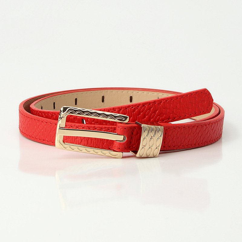 Multi-color Thin PU Leather Jeans Waist Belt For Decoration Pin Buckles Ladies Belt 2CM