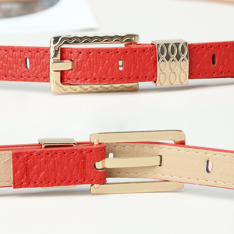 Multi-color Thin PU Leather Jeans Waist Belt For Decoration Pin Buckles Ladies Belt 2CM
