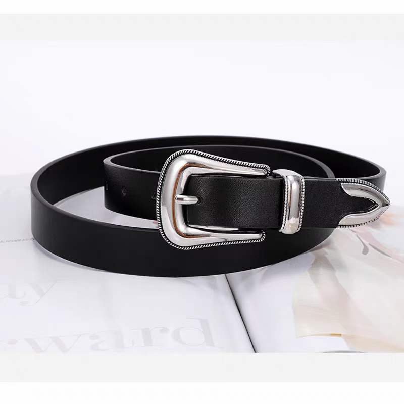 Zinc Alloy 3 Piece Western Silver Flower Engraved Belt Buckle Sets For Women with high quality