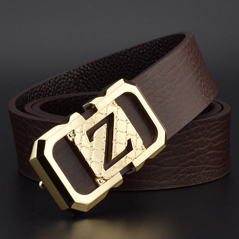 WANSHUI BELT Factory Men's Fashion golf belt Formal Business Leather Belt with pin buckle Adjustable waistband