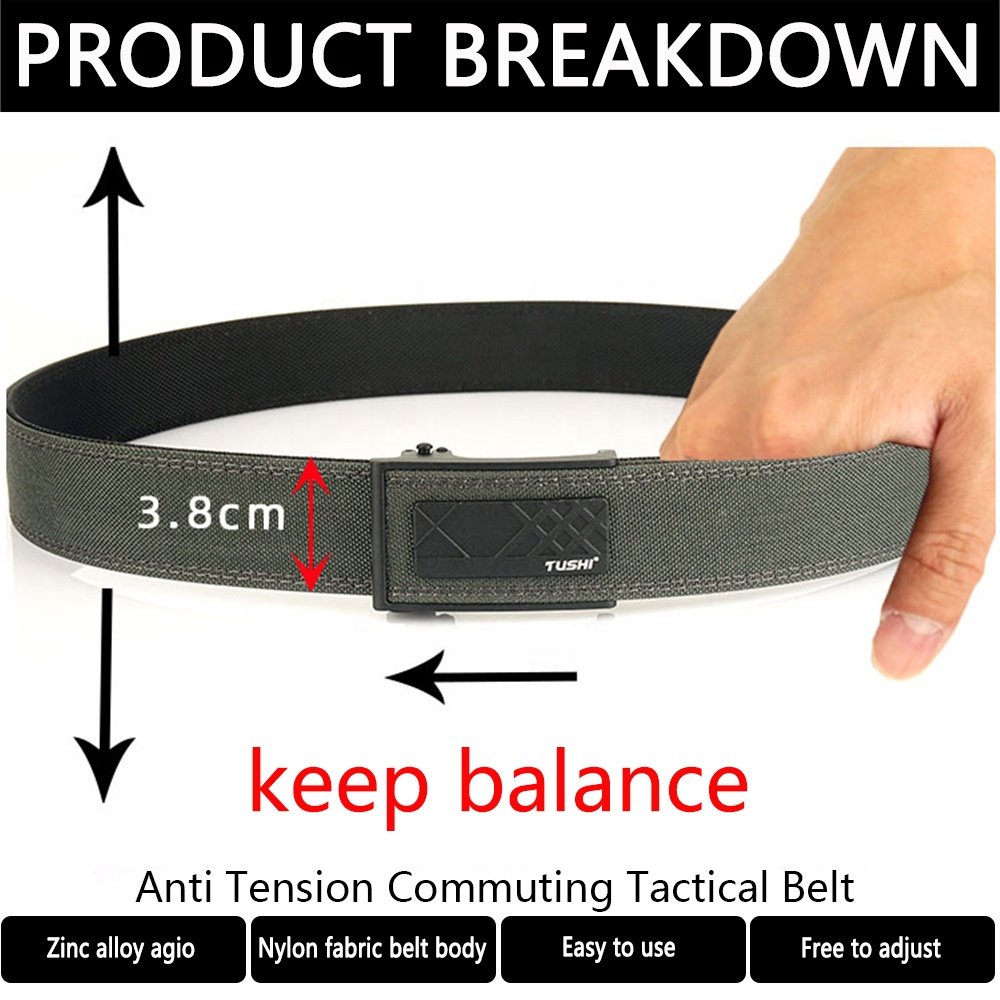 New design customized non porous waist belt hunting and hiking outdoor fabric metal automatic buckle nylon belt woven waist belt