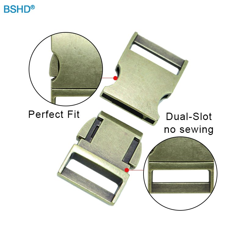 OEM Pet Accessories Hardware 15mm Metal Dog Collar Side Quick Release Buckle For Dog Leash And Backpack