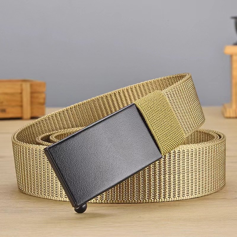 Factory Wholesale Professional Outdoor Tactical Belt Automatic Iron Black Buckle Fabric Men Sports Nylon Waist Belt