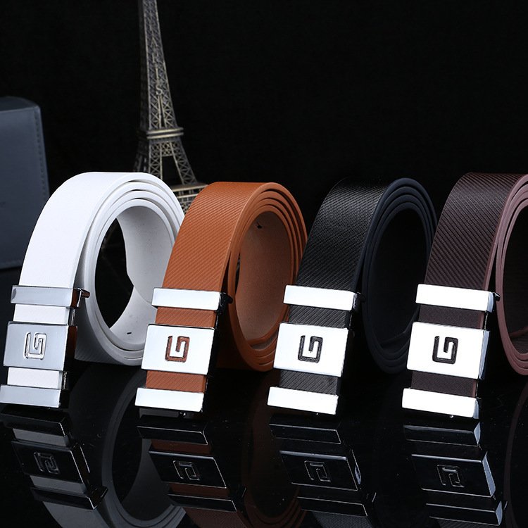 LYT326 Jeans Fashion Women Men Solid Unisex Belt Female Faux Leather Smooth Buckle Waistband Belt Strap G-Shape Belt