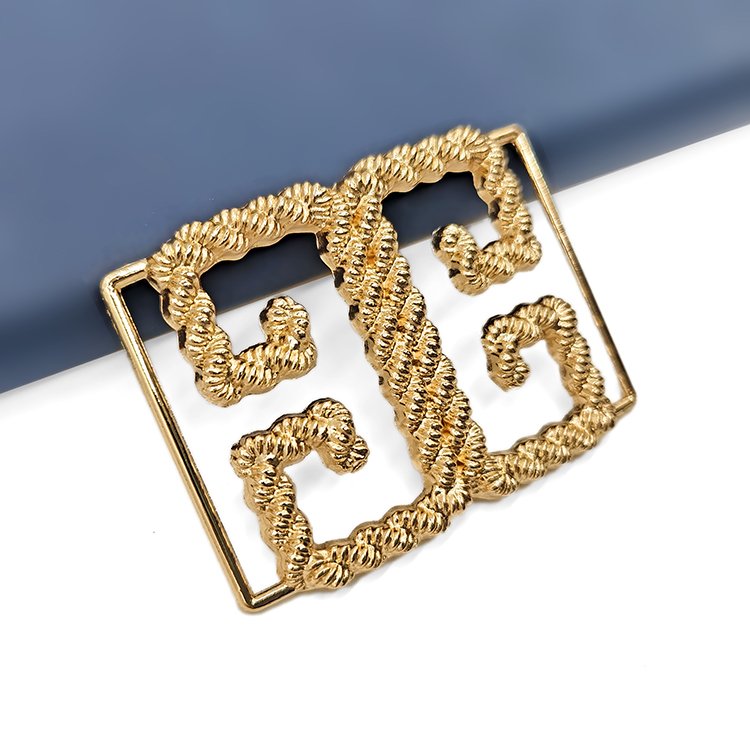 Custom Logo New Elegant Design Decorative Square Zinc Alloy Golden Buckle Twist Turn Belt Buckle Accessories For Bag And Clothes