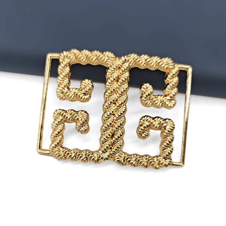Custom Logo New Elegant Design Decorative Square Zinc Alloy Golden Buckle Twist Turn Belt Buckle Accessories For Bag And Clothes
