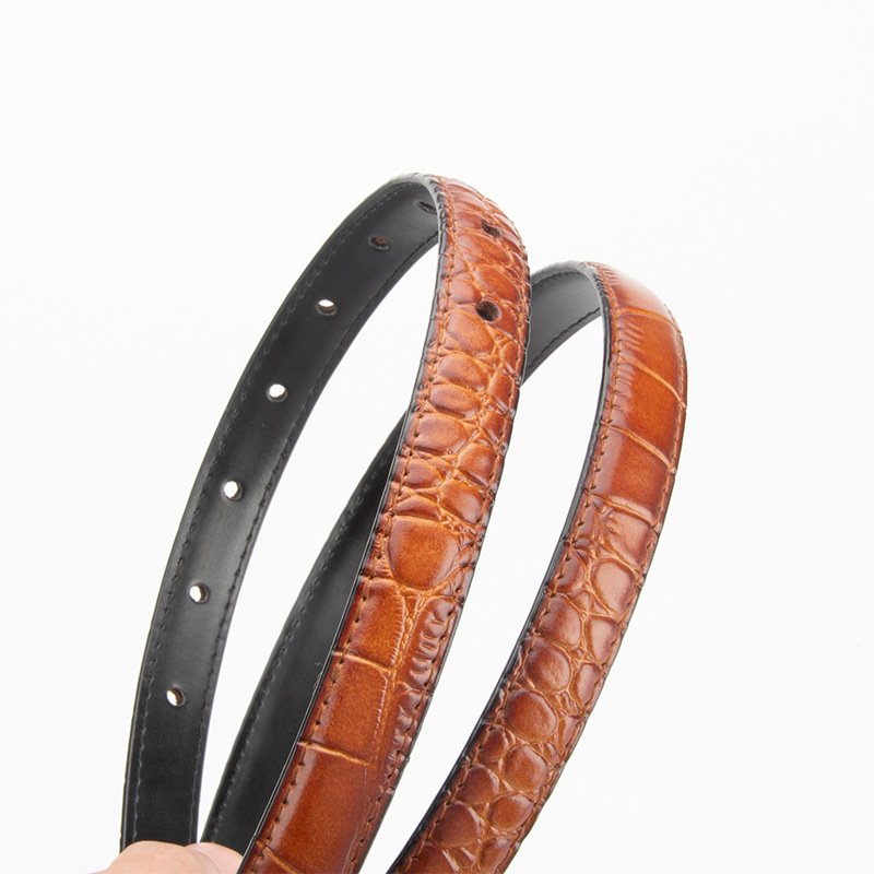Luxury Retro Crocodile Pattern Genuine Leather Belt Irregular Letter Buckle Female Cowhide Waist Belt Decorative Jeans
