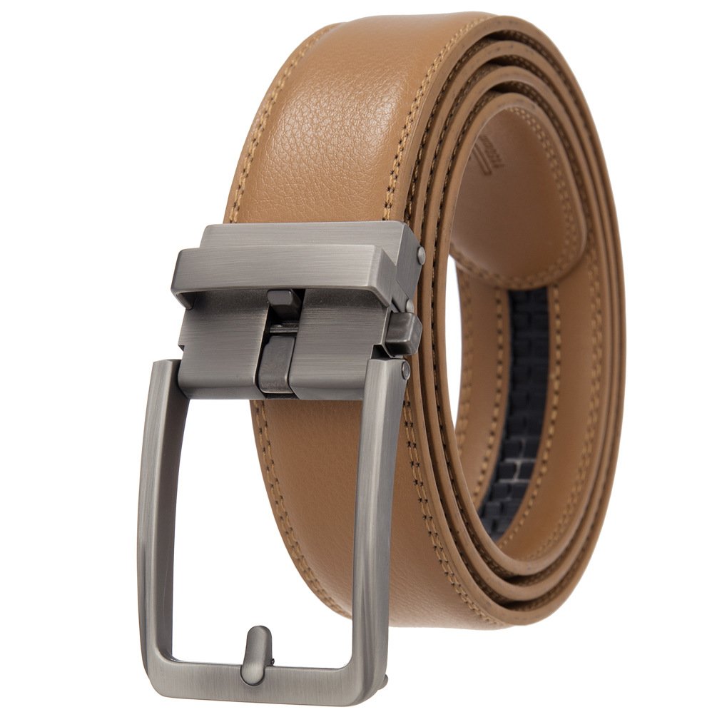 Factory Custom Logo Automatic Buckle Rachet Belt High Quality Fashion Men Business Genuine Cowhide Belts