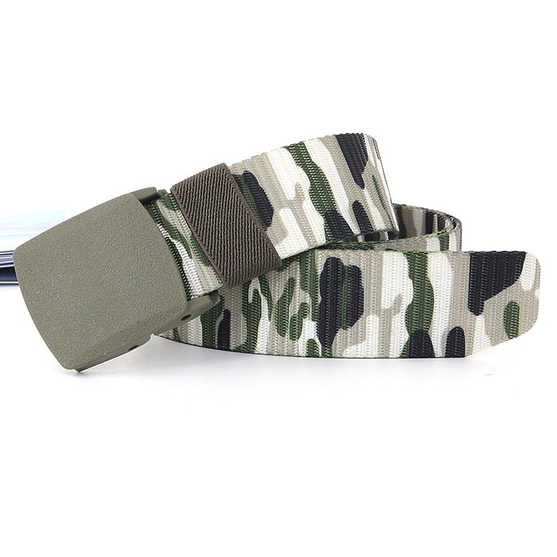 Manufacturers hot-selling camouflage belt outdoor training mountaineering nylon polyester canvas camping lightweight belt
