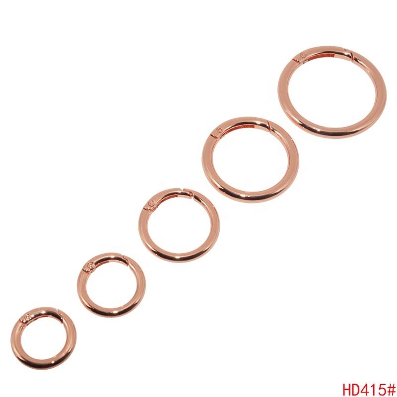 zinc alloy trigger round carabiner clip snap ring spring clasp keyrings buckle rings metal spring gate o ring
