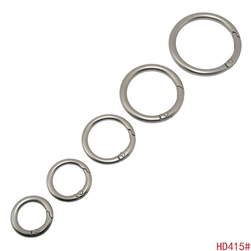 zinc alloy trigger round carabiner clip snap ring spring clasp keyrings buckle rings metal spring gate o ring
