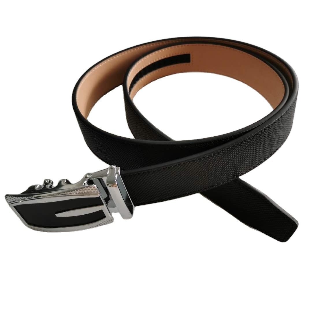 2024 New Design Simple Business Mens Split & PU Leather with Automatic Sliding Buckle Belts genuine crocodile belts belt for men
